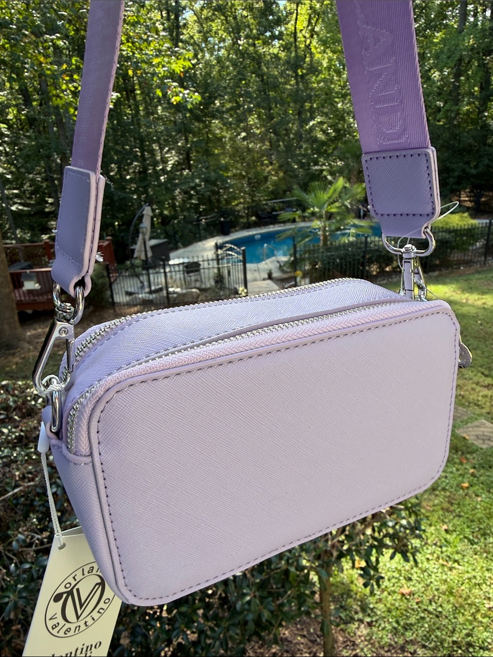 Valentino Orlandi Lavender Crossbody Bag with Stud Accents - Picture 11 of 16